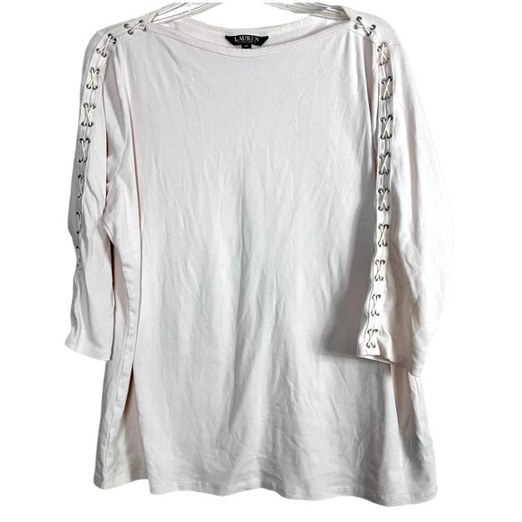 Lauren Ralph Lauren Off White Lace up Sleeve pullover size 2X - Picture 1 of 9